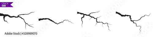 Ground cracks set. Earthquake and ground cracks, hole effect, craquelure and damaged wall texture. Vector illustrations can be used for topics earthquake, crash, destruction.