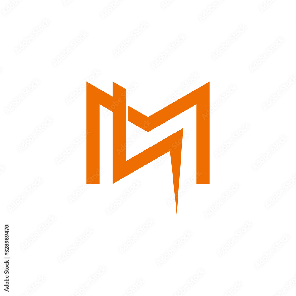 letter m thunder bolt shape simple geometric design logo vector letter m thunder bolt shape simple geometric design logo vector