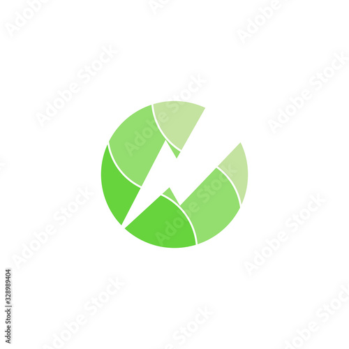 green planet bolt energy nature symbol logo vector
