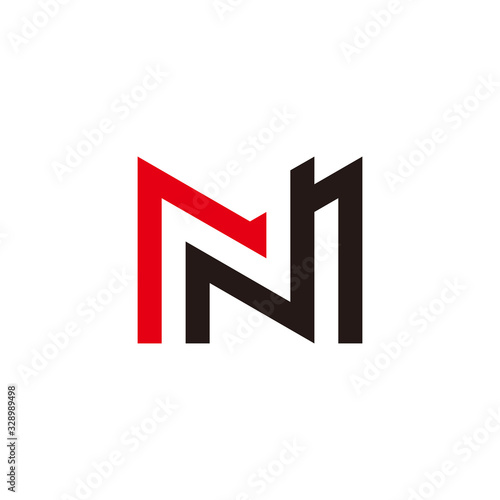 letter mn shape simple geometric arrow overlapping line logo vector