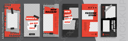 Trendy editable Instagram Stories template. Design  for social media. Flash Sale