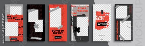 Trendy editable Instagram Stories template. Design  for social media. Flash Sale