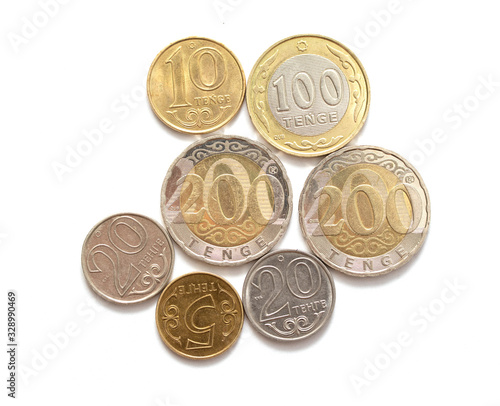 New coins of Kazakhstan 2020 on a white background.