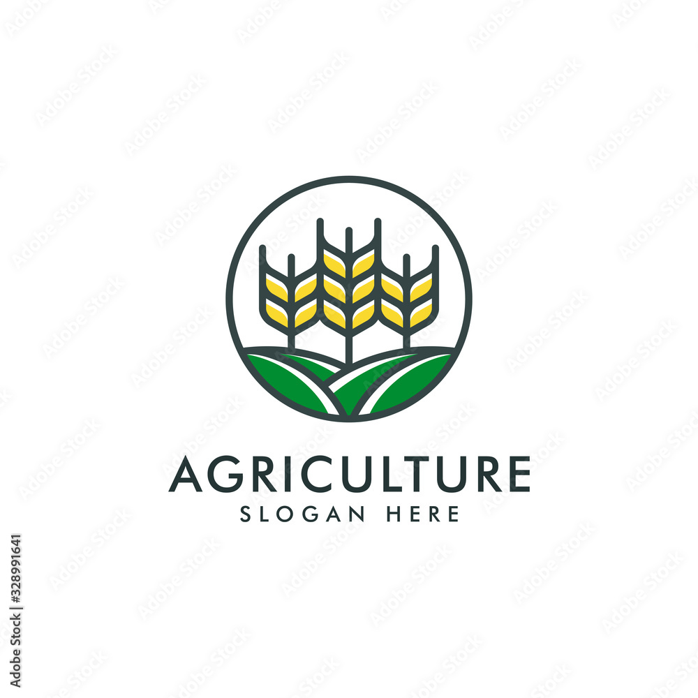Agriculture logo template, Wheat farm icon symbol design vector