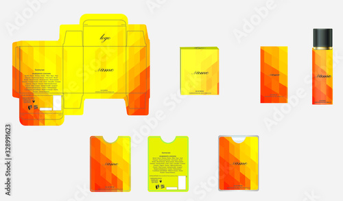 Packaging design, luxury perfume box,  pocket perfume and deo design template and mock up box. Illustration vector.