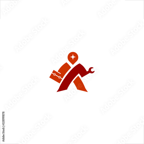 handyman logo mascot service design pin marker