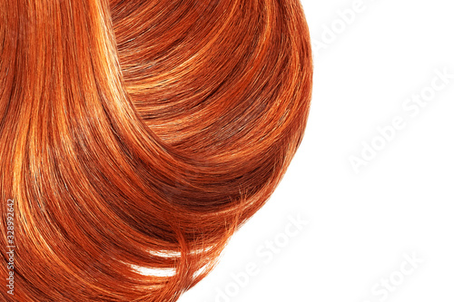 Red hair on white  isolated