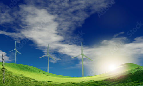 Windmill  and blue sky whit...
