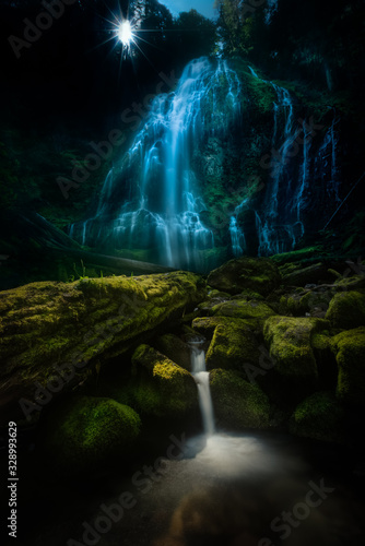 Waterfall with Stream in Forest