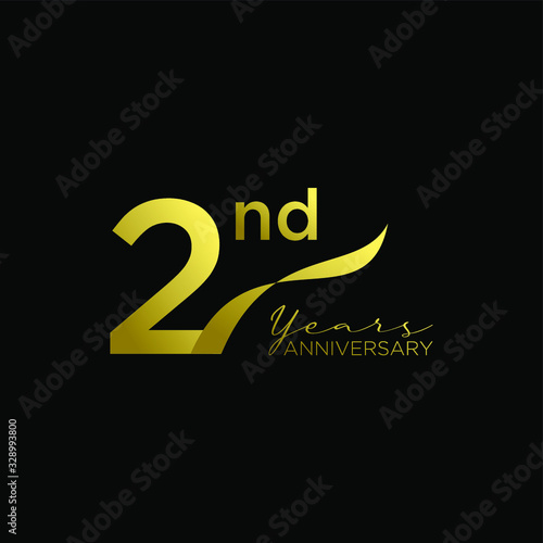 2nd gold black logo with ribbon design number icon