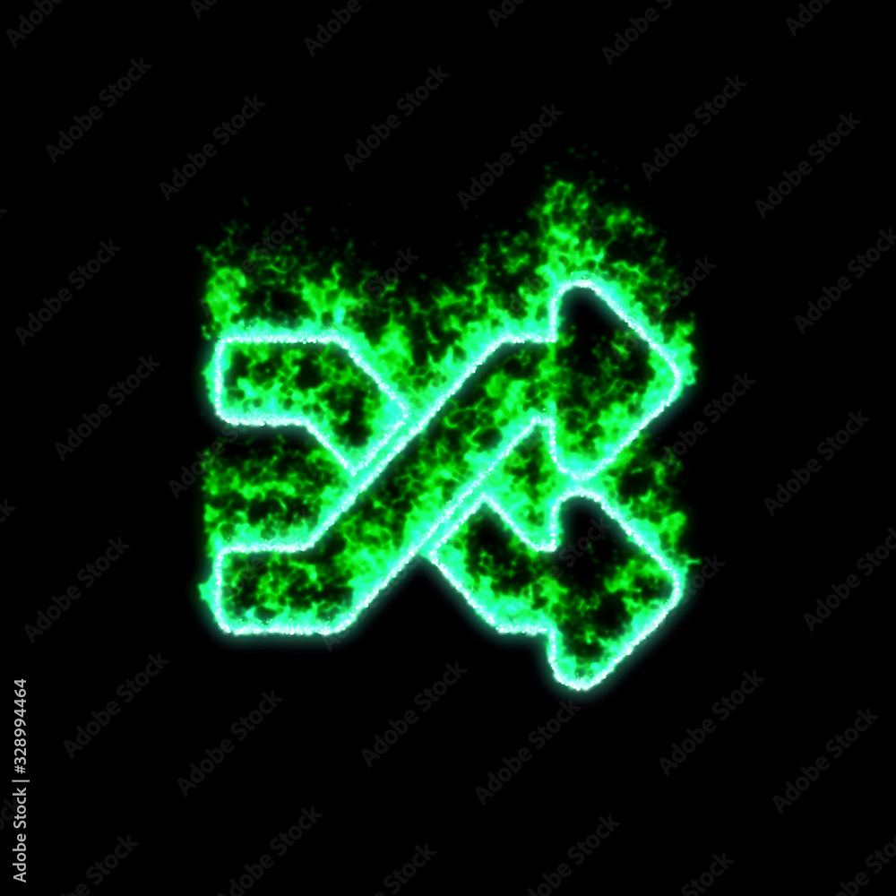 The symbol random burns in green fire The symbol random burns in green fire