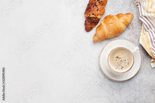Fototapet Breakfast with coffee and croissant