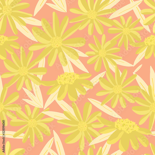 Vector Daisy Overlaping Seamless Repeating Pattern. Perfect for Wallpaper  Fabric and Scrapbooking.