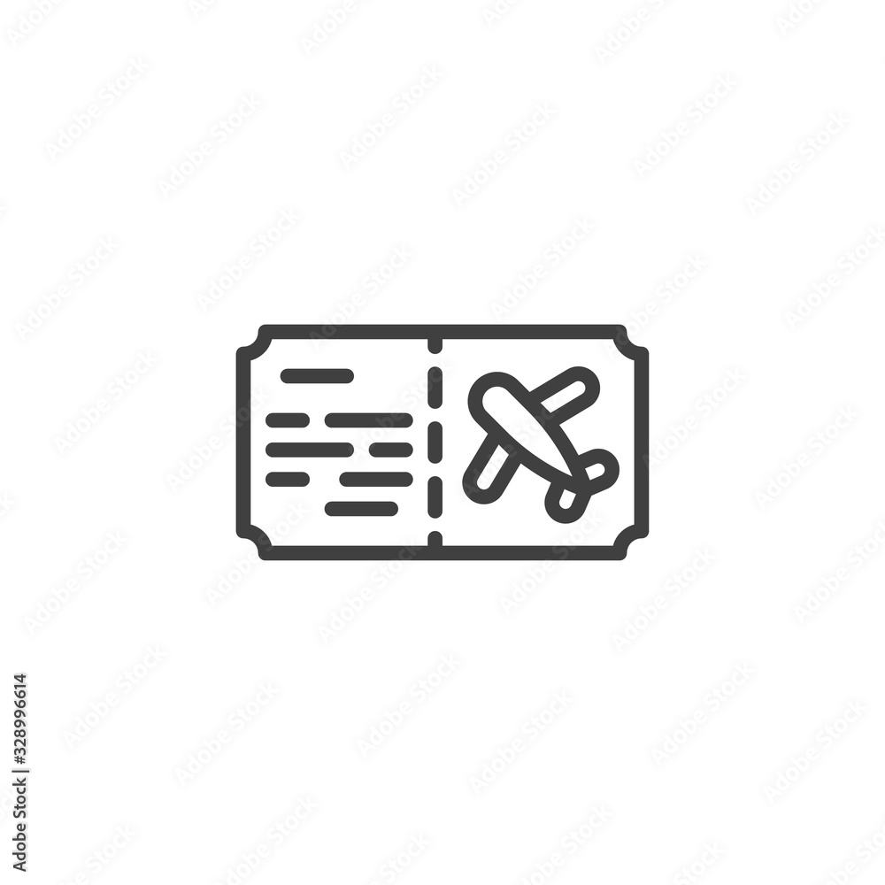 Airline ticket line icon. linear style sign for mobile concept and web design. Airline travel boarding pass ticket outline vector icon. Symbol, logo illustration. Vector graphics Airline ticket line icon. linear style sign for mobile concept and web design. Airline travel boarding pass ticket outline vector icon. Symbol, logo illustration. Vector graphics