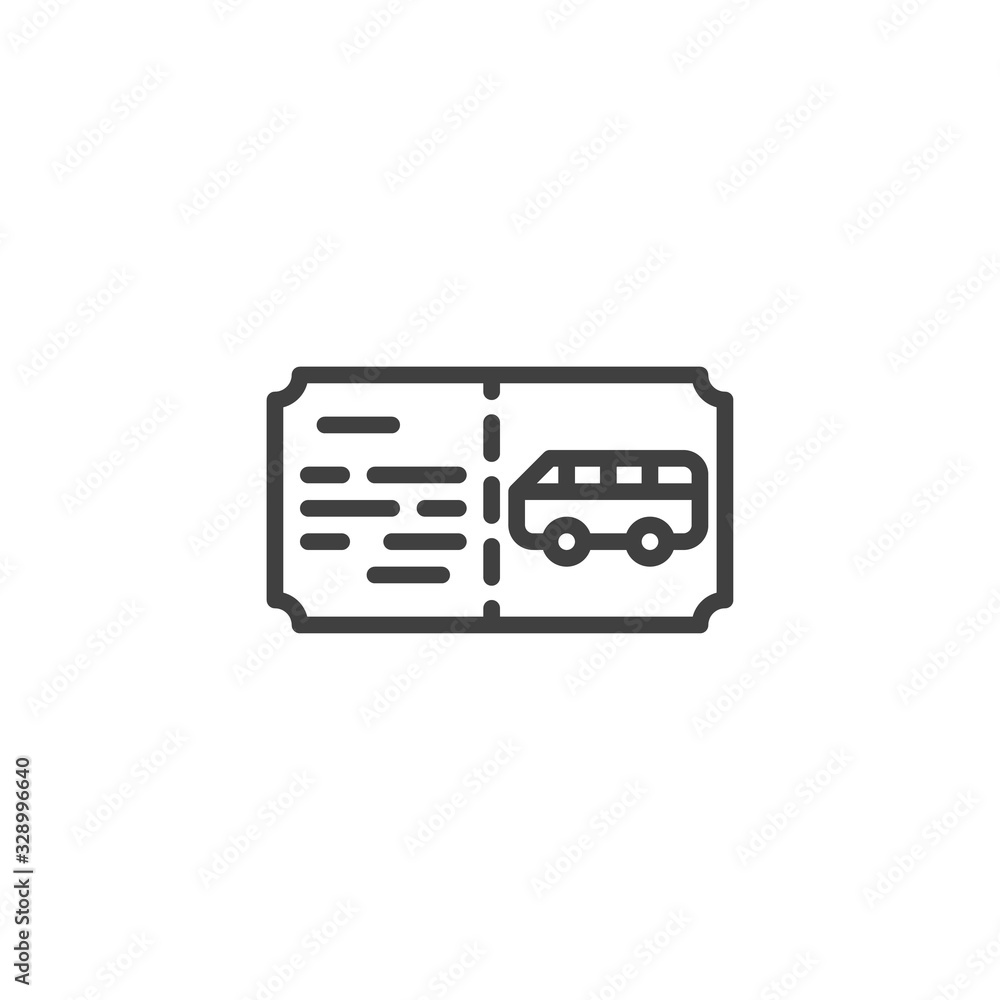 Bus ticket line icon. linear style sign for mobile concept and web design. Bus boarding pass outline vector icon. Symbol, logo illustration. Vector graphics Bus ticket line icon. linear style sign for mobile concept and web design. Bus boarding pass outline vector icon. Symbol, logo illustration. Vector graphics