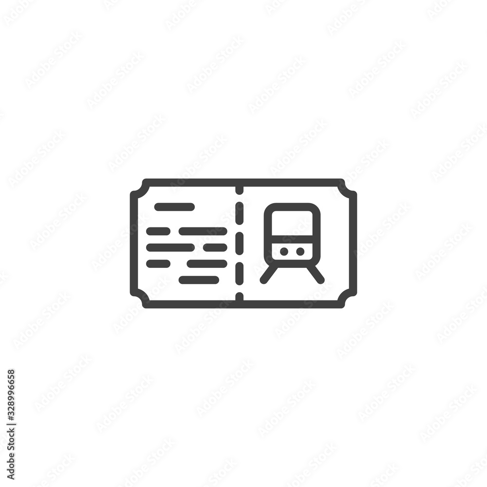 Train ticket line icon. linear style sign for mobile concept and web design. Railway boarding pass outline vector icon. Symbol, logo illustration. Vector graphics Train ticket line icon. linear style sign for mobile concept and web design. Railway boarding pass outline vector icon. Symbol, logo illustration. Vector graphics