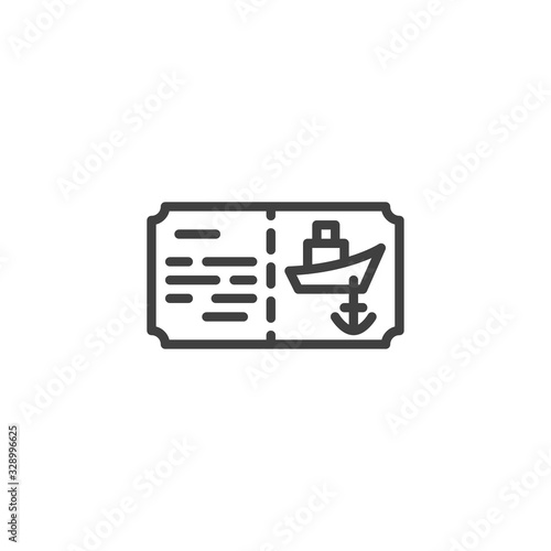 Ship ticket line icon. linear style sign for mobile concept and web design. Cruise ship boarding pass outline vector icon. Symbol, logo illustration. Vector graphics