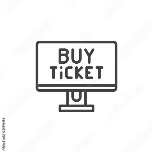 Buy tickets online line icon. linear style sign for mobile concept and web design. Online booking screen outline vector icon. Symbol, logo illustration. Vector graphics