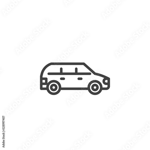 suv car line icon. linear style sign for mobile concept and web design. Minivan car outline vector icon. Symbol  logo illustration. Vector graphics