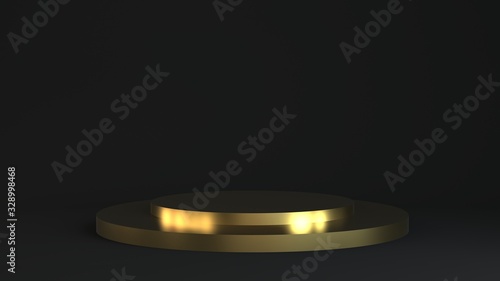 Golden Product stage 3D rendering