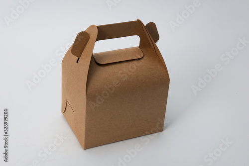 Cardboard box for cake&dessert.Takeaway Cake Box On White Background