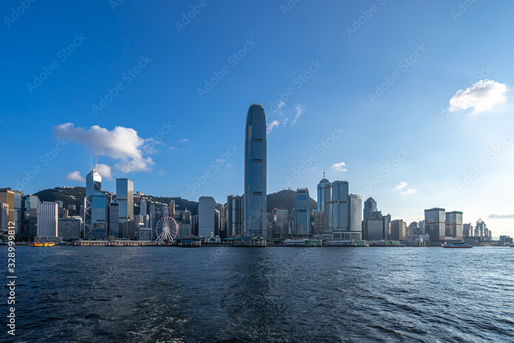 Naklejka premium city skyline in hong kong