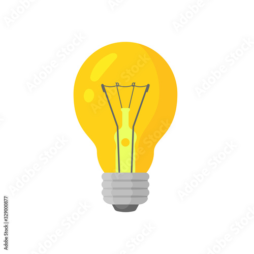 Glow warm light lamp bulb vector colorful icon, isolated on white background