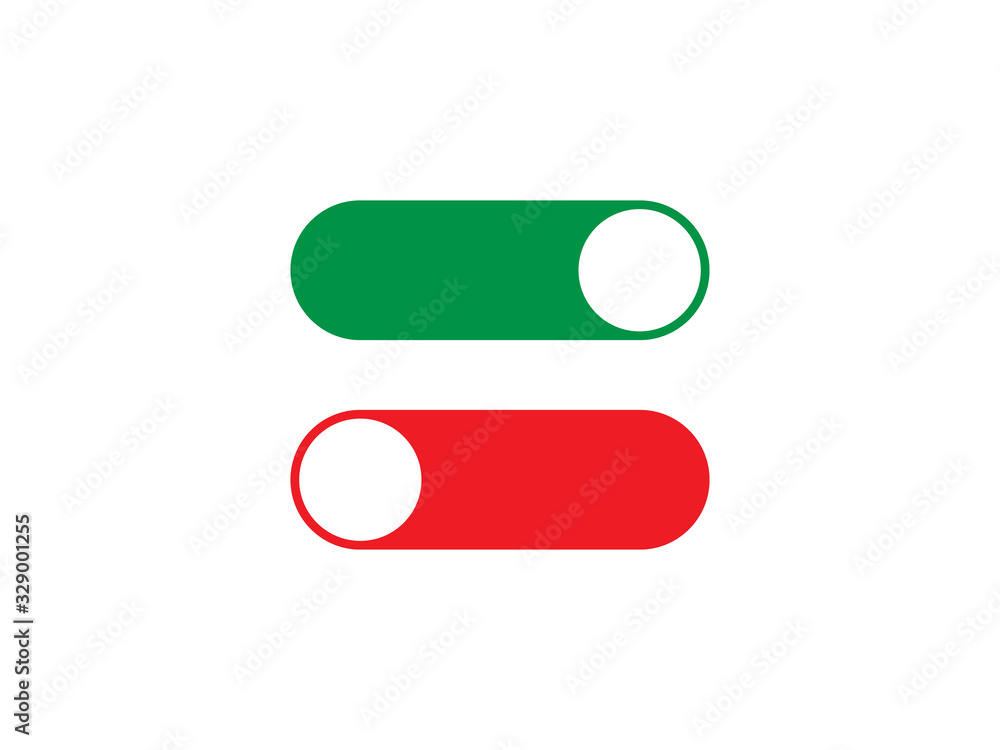 Off, on, toggle icon. Vector illustration, flat design. Off, on, toggle icon. Vector illustration, flat design.