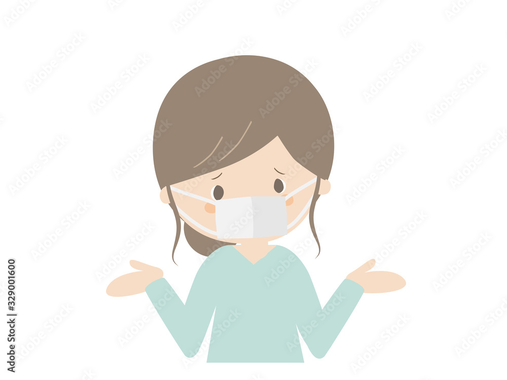 Woman wearing mask and saying she doesn't know. Woman wearing mask and saying she doesn't know.