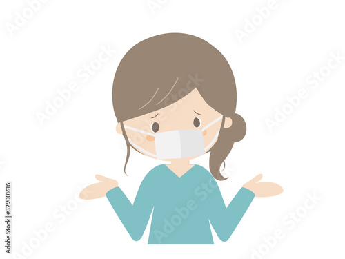 Woman wearing mask and saying she doesn't know.