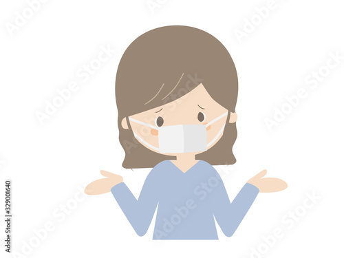 Woman wearing mask and saying she doesn't know.