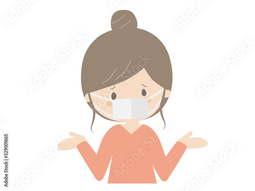 Woman wearing mask and saying she doesn't know.