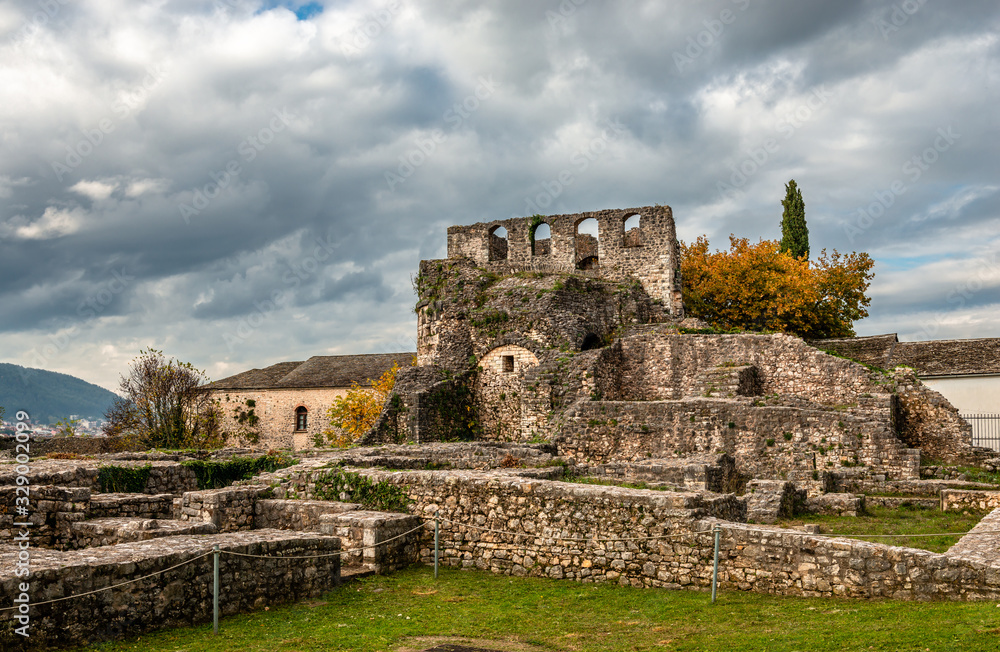 View of the ruins of the Acropolis of Its Kale, the Ottoman castle in Ioannina, Greece.