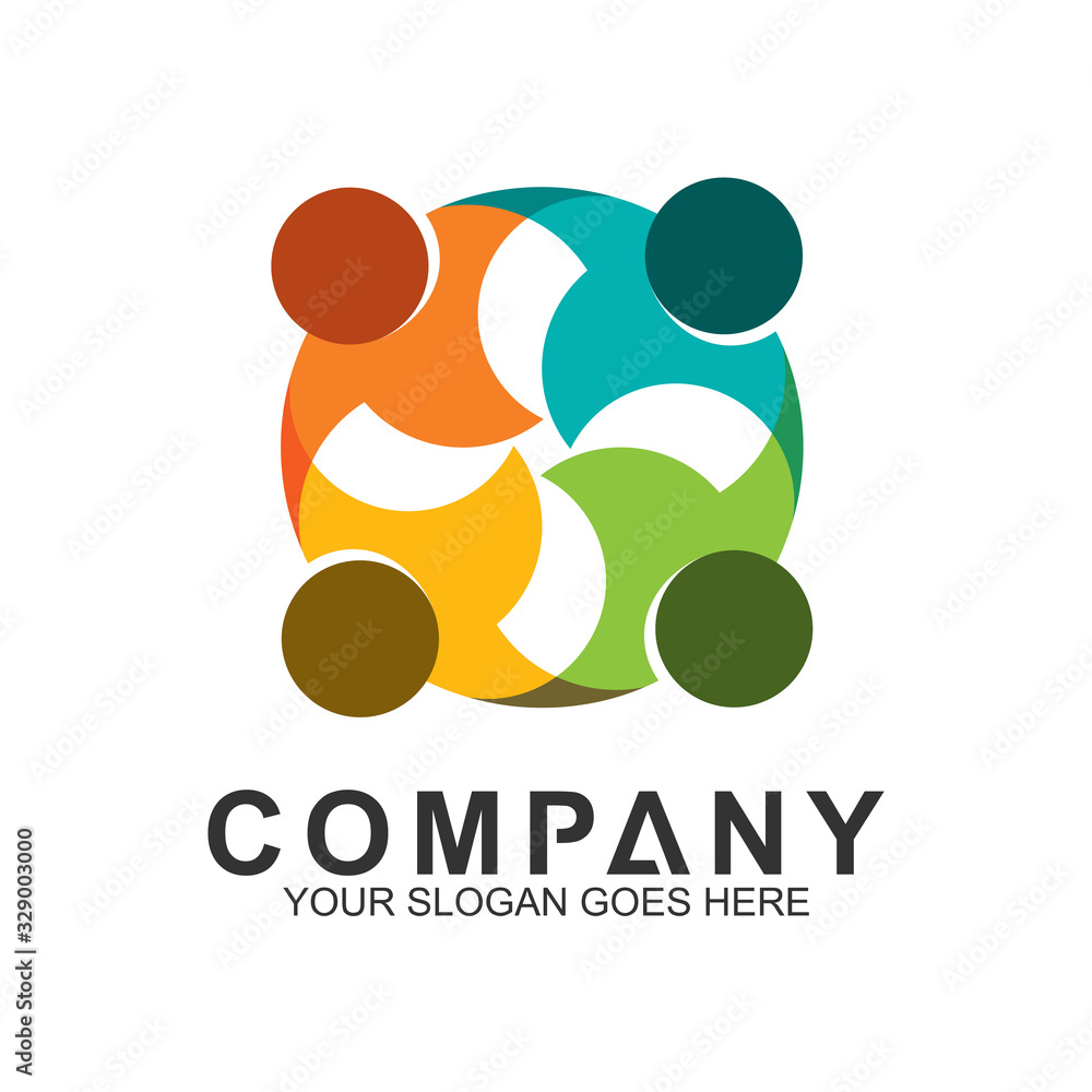 Fototapeta premium people connect,vector logo social,people care logo,human in circle