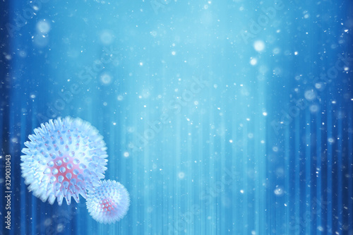 virus concept  abstract biology background  blurred background and coronavirus virus model