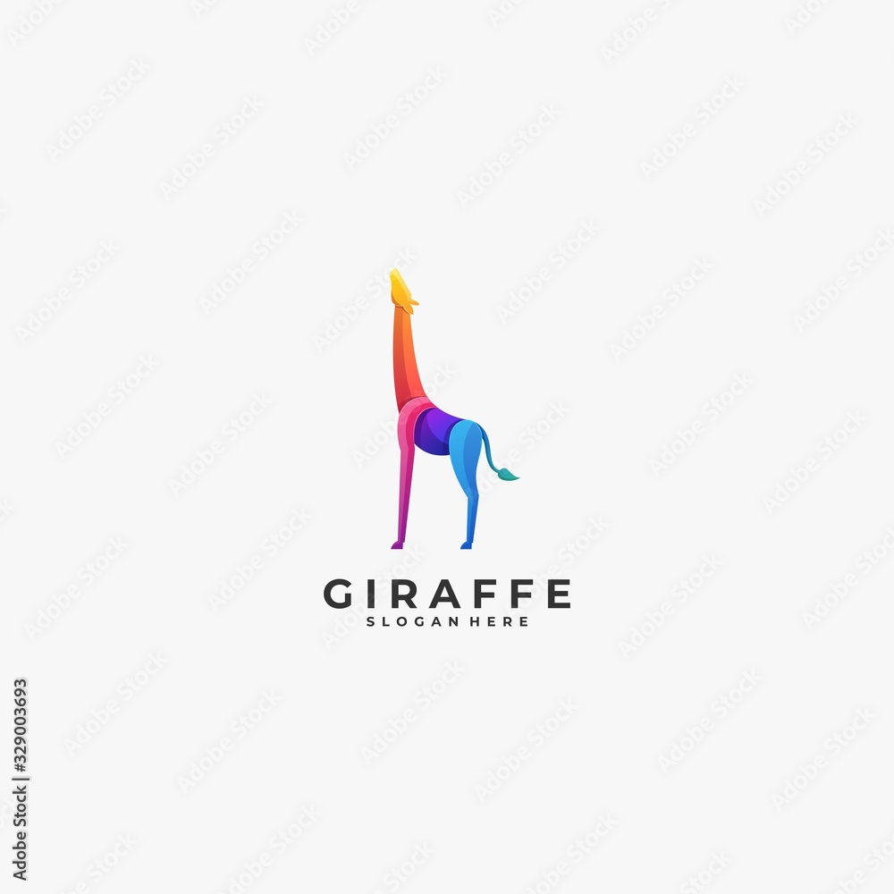 Vector Logo Illustration Giraffe Gradient Colorful Style.