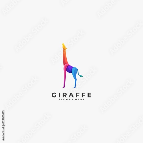 Vector Logo Illustration Giraffe Gradient Colorful Style.