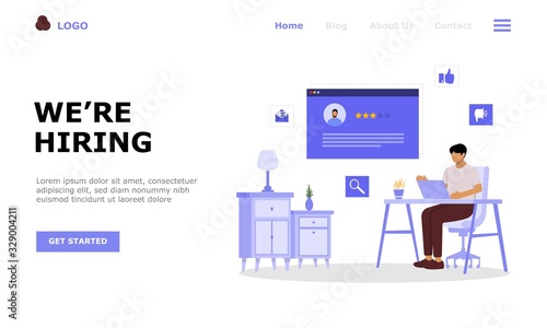 Hiring and Recruitment Vector Illustration Concept, Suitable for web landing page, ui,  mobile app, editorial design, flyer, banner, and other related occasion