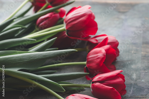 bouquet of red tulips
