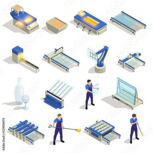 Glass Production Isometric Set 