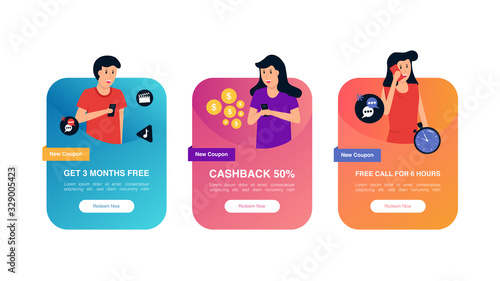 Set of coupon promotion sale for website, internet ads, social media or coupon. Big sale and super sale coupon discount. Coupon discount with vector illustration