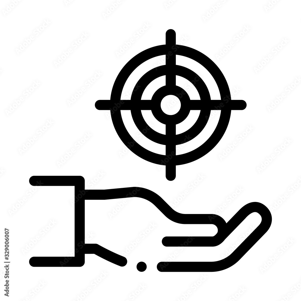 Hand Hold Target Icon Vector. Outline Hand Hold Target Sign. Isolated Contour Symbol Illustration Hand Hold Target Icon Vector. Outline Hand Hold Target Sign. Isolated Contour Symbol Illustration