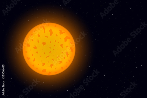 View of Sun from outer space. Vector illustration.