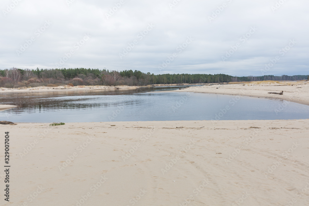 City Carnikava, Latvia. Walking place by the Baltic Sea with sand and trees. City Carnikava, Latvia. Walking place by the Baltic Sea with sand and trees.