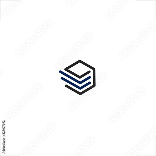 abstract lines box logo cube design dash