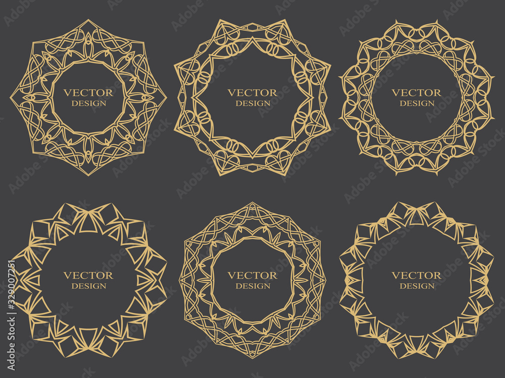 A set of circular frames with space for text. A set of circular frames with space for text.