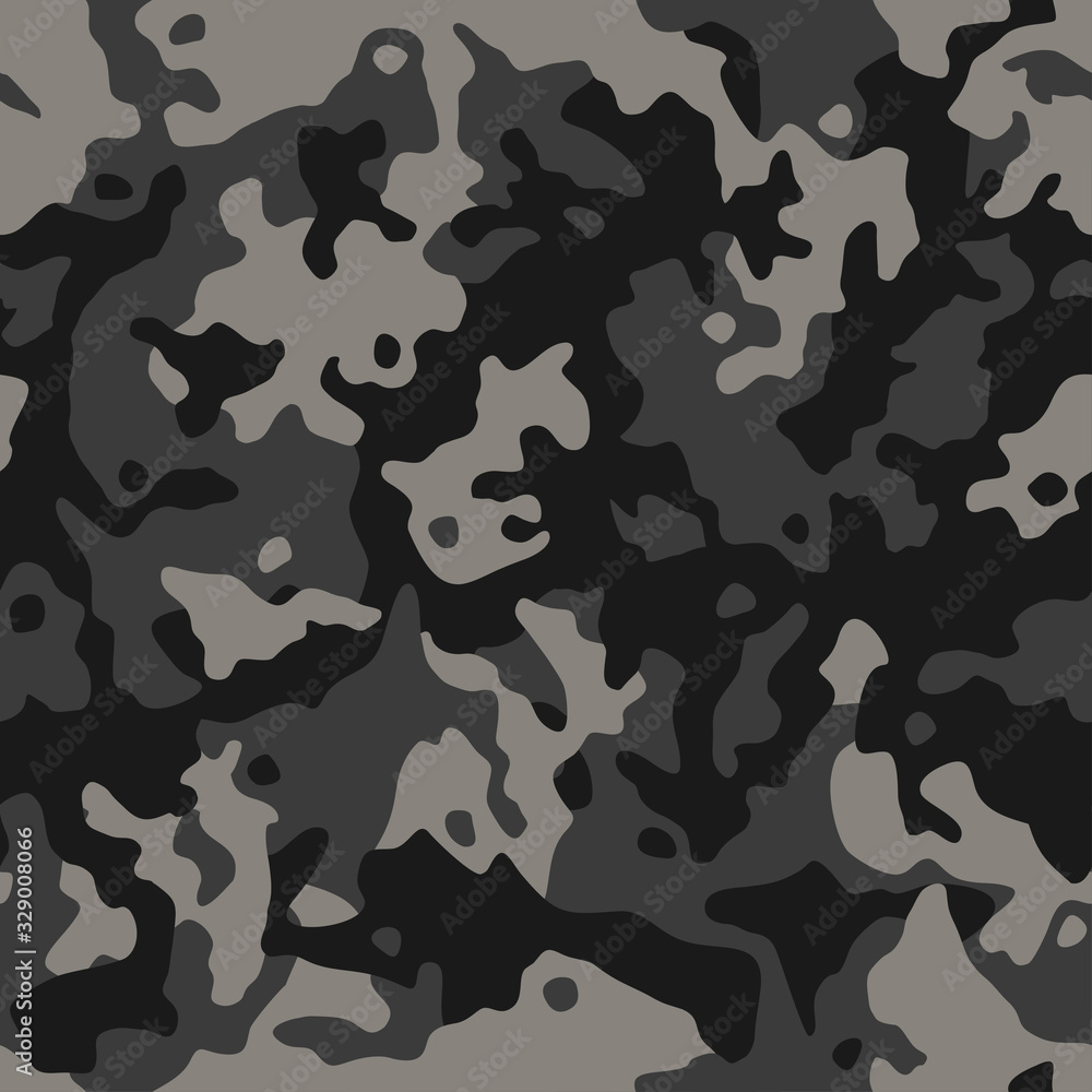 Camouflage pattern background, seamless vector illustration. Classic  clothing style masking dark camo, repeat print. Grey and black texture  Stock-Vektorgrafik | Adobe Stock