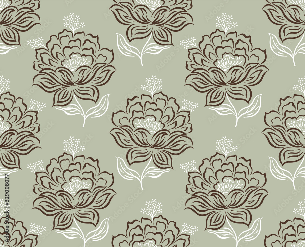 Seamless vector rose flower pattern design