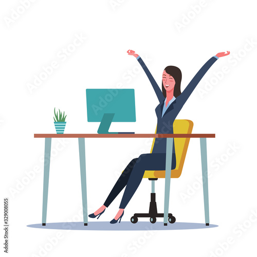 Happy business woman at workplace