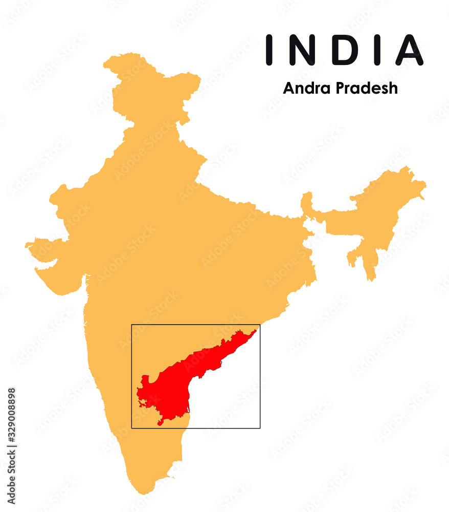 Andhra Pradesh in India map. Andhra pradesh map vector illustration